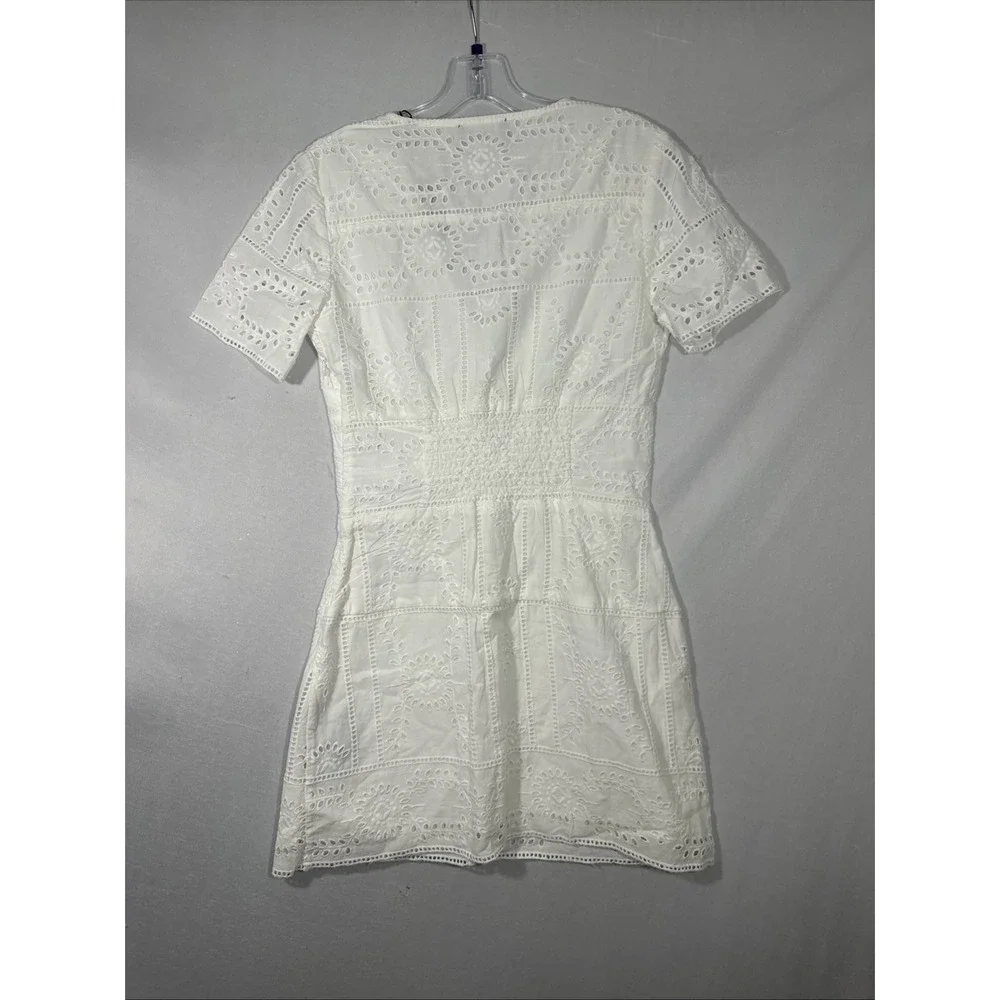 NWT The Kooples [ Size 1 ] Flower Embroidery Button Down Short Dress White #6971